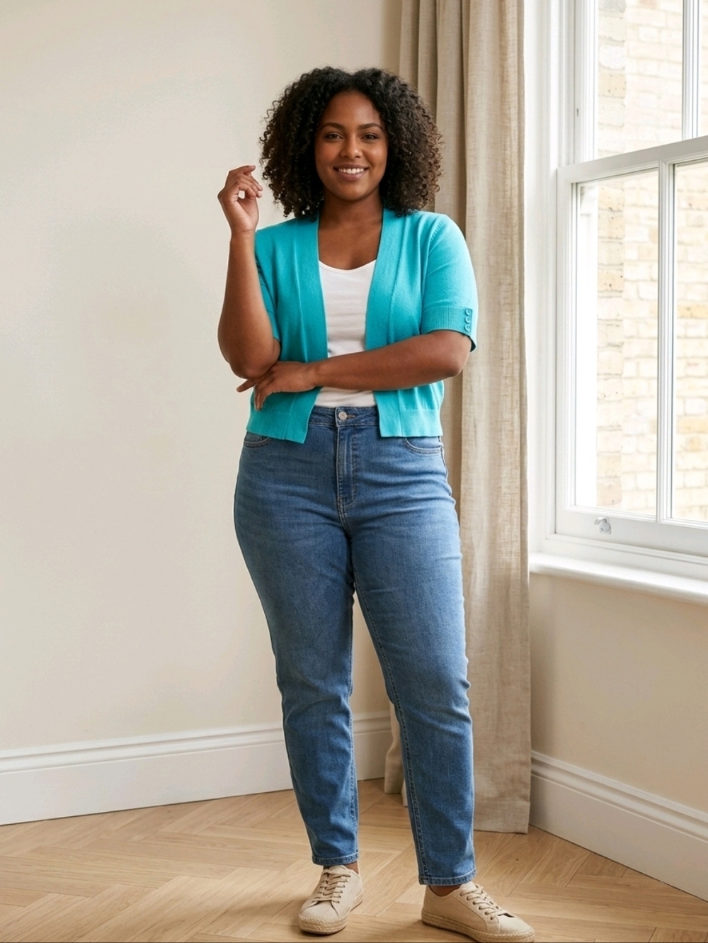 NWT GNW Turquoise Blue Shrug Sweater Sz L